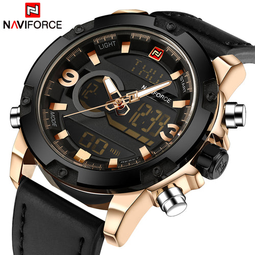Free-Shipping NAVIFORCE Luxury Brand Men Analog Digital Leather Sports Watches Men's Army Military Watch Man Quartz Clock Relogio Masculino