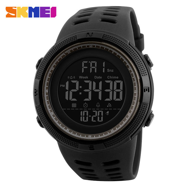 Free-Shipping Men Sports Watches Countdown Double Time Watch Alarm Chrono Digital Wristwatches 50M Waterproof Relogio Masculino 1251