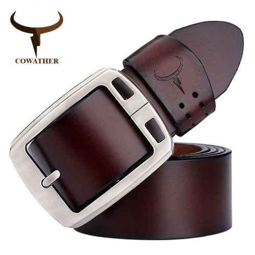 Free-Shipping COWATHER cowhide genuine leather belts for men brand Strap male pin buckle vintage jeans belt 100-150 cm long waist 30-52 XF001