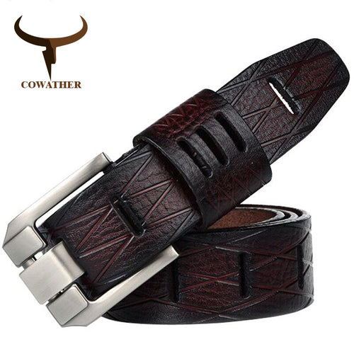 Free-Shipping COWATHER  QUALITY cow genuine luxury leather men belts for men strap male pin buckle BIG SIZE 100-130cm 3.8 width QSK001