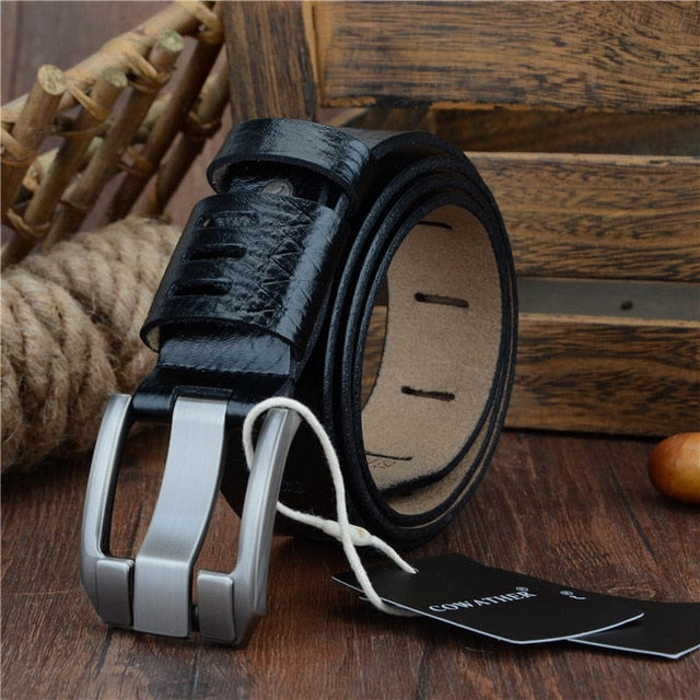 Free-Shipping COWATHER  QUALITY cow genuine luxury leather men belts for men strap male pin buckle BIG SIZE 100-130cm 3.8 width QSK001