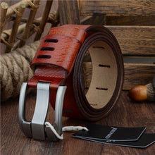 Load image into Gallery viewer, Free-Shipping COWATHER  QUALITY cow genuine luxury leather men belts for men strap male pin buckle BIG SIZE 100-130cm 3.8 width QSK001