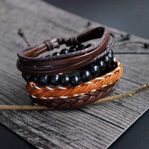 Free-Shipping Fashion Women Multilayer Handmade Wristband Leather Bracelet Bangle A