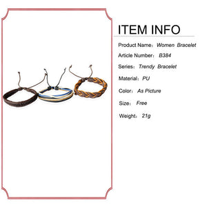 Free-Shipping Fashion Women Multilayer Handmade Wristband Leather Bracelet Bangle A