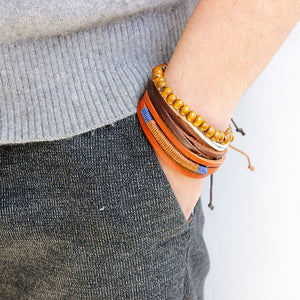 Free-Shipping Fashion Women Multilayer Handmade Wristband Leather Bracelet Bangle A