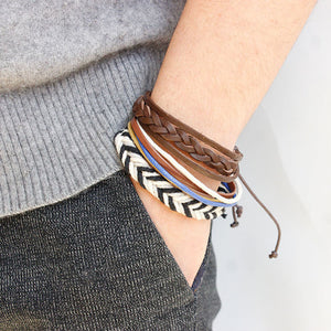 Free-Shipping Fashion Women Multilayer Handmade Wristband Leather Bracelet Bangle A
