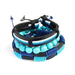 Free-Shipping Fashion Women Multilayer Handmade Wristband Leather Bracelet Bangle A