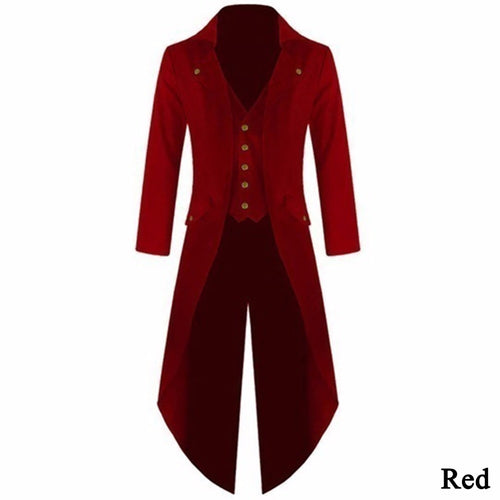 Free-Shipping Men's Coat Vintage Steampunk Retro Tailcoat Jacket Long Sleeve Single Breasted Gothic Victorian Frock Coat Plus Size 4XL#257805