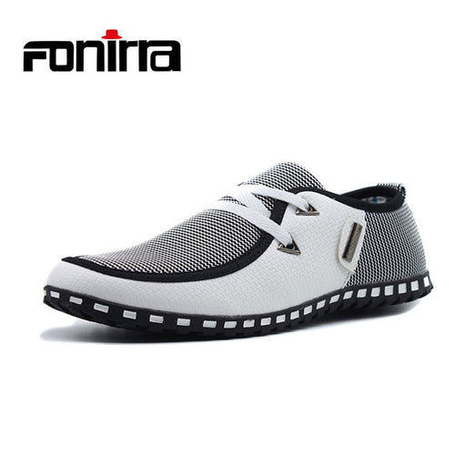 Free-Shipping Men Casual Shoes Breathable Light Flats Shoes Leather Loafers Slip