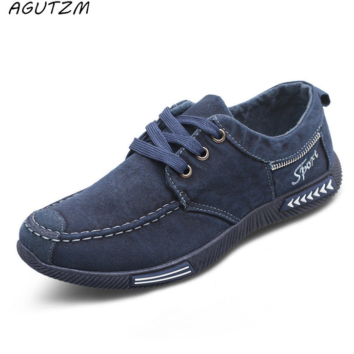 Free-Shipping AGUTZM Canvas Men Shoes Denim Lace-Up Men Casual Shoes Breathable Male Footwear Spring Autumn