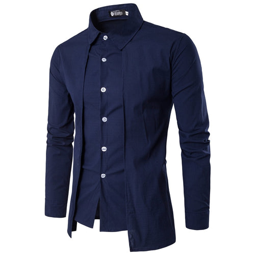 Free-Shipping Men'S Shirts 2018 Long-Sleeved Casual Two Pieces Chemise Homme Solid Arrival Dress High Quality Men'S Shirts XXL