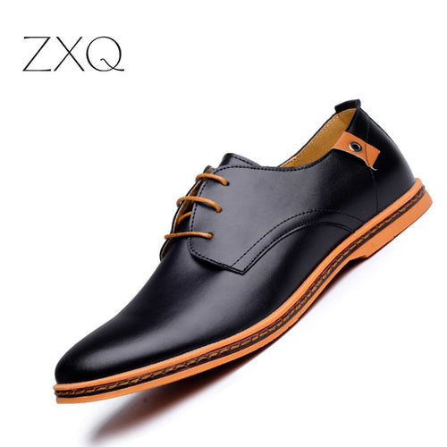 Free-Shipping 2018 Leather Casual Men Shoes Fashion Men Flats Round Toe Comfortable Office Men Dress Shoes Plus Size 38-48