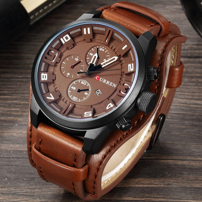 Free-Shipping CURREN Top Brand New Men Fashion Quartz Watches Men's Army Leather Sports Wrist Watch Male Military Date Clock Relogio Masculino