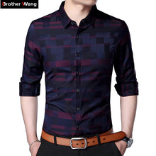 Load image into Gallery viewer, Free-Shipping Brother Wang Brand 2018 Spring New Men&#39;s Casual Slim Shirt Fashion Business Cotton Plaid Long-sleeved Shirt clothes 3XL 4XL
