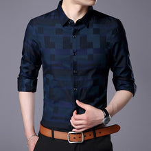 Load image into Gallery viewer, Free-Shipping Brother Wang Brand 2018 Spring New Men&#39;s Casual Slim Shirt Fashion Business Cotton Plaid Long-sleeved Shirt clothes 3XL 4XL