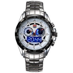 Free-Shipping Top brand Military Digital Sport Watches Men's stainless steel Quartz LED 3ATM Waterproof man Wristwatch Army Relogio Hombre