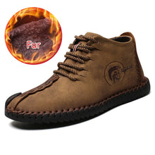 Load image into Gallery viewer, Free-Shipping Vancat Fashion Men Boots High Quality Split Leather Ankle Snow Boots Shoes Warm Fur Plush Lace-Up Winter Shoes Plus size 38~48