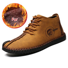 Load image into Gallery viewer, Free-Shipping Vancat Fashion Men Boots High Quality Split Leather Ankle Snow Boots Shoes Warm Fur Plush Lace-Up Winter Shoes Plus size 38~48