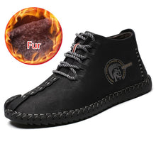 Load image into Gallery viewer, Free-Shipping Vancat Fashion Men Boots High Quality Split Leather Ankle Snow Boots Shoes Warm Fur Plush Lace-Up Winter Shoes Plus size 38~48