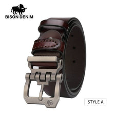 Load image into Gallery viewer, Free-Shipping BISON DENIM genuine leather belt for men gift designer belts men&#39;s high quality Cowskin Personality buckle,Vintage jeans N71223