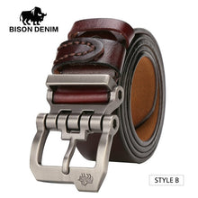 Load image into Gallery viewer, Free-Shipping BISON DENIM genuine leather belt for men gift designer belts men&#39;s high quality Cowskin Personality buckle,Vintage jeans N71223